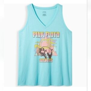 Torrid Pink Floyd V-Neck Tank - Cotton Aqua Blue, plus size 5x